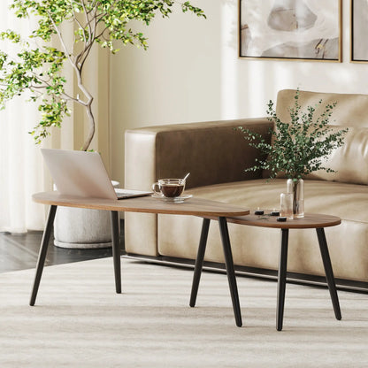 2 Pc Coffee Table Set, Industrial Nest Tables, Steel Legs, Brown Coffee Tables at Gallery Canada