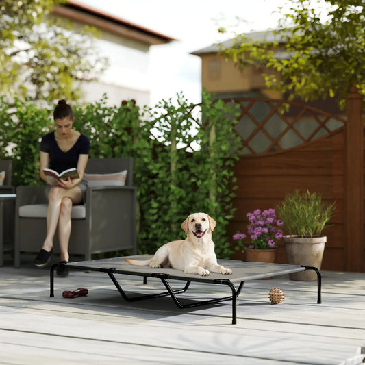 Elevated Dog Bed, Outdoor Dog Cot, Large Dogs, Breathable Mesh, Grey Elevated Dog Beds Black, Grey at Gallery Canada