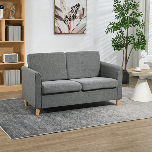 2-Seat Sofa with Armrests, Wood Legs, for Living Room, Grey 2-Seater Sofas Grey at Gallery Canada