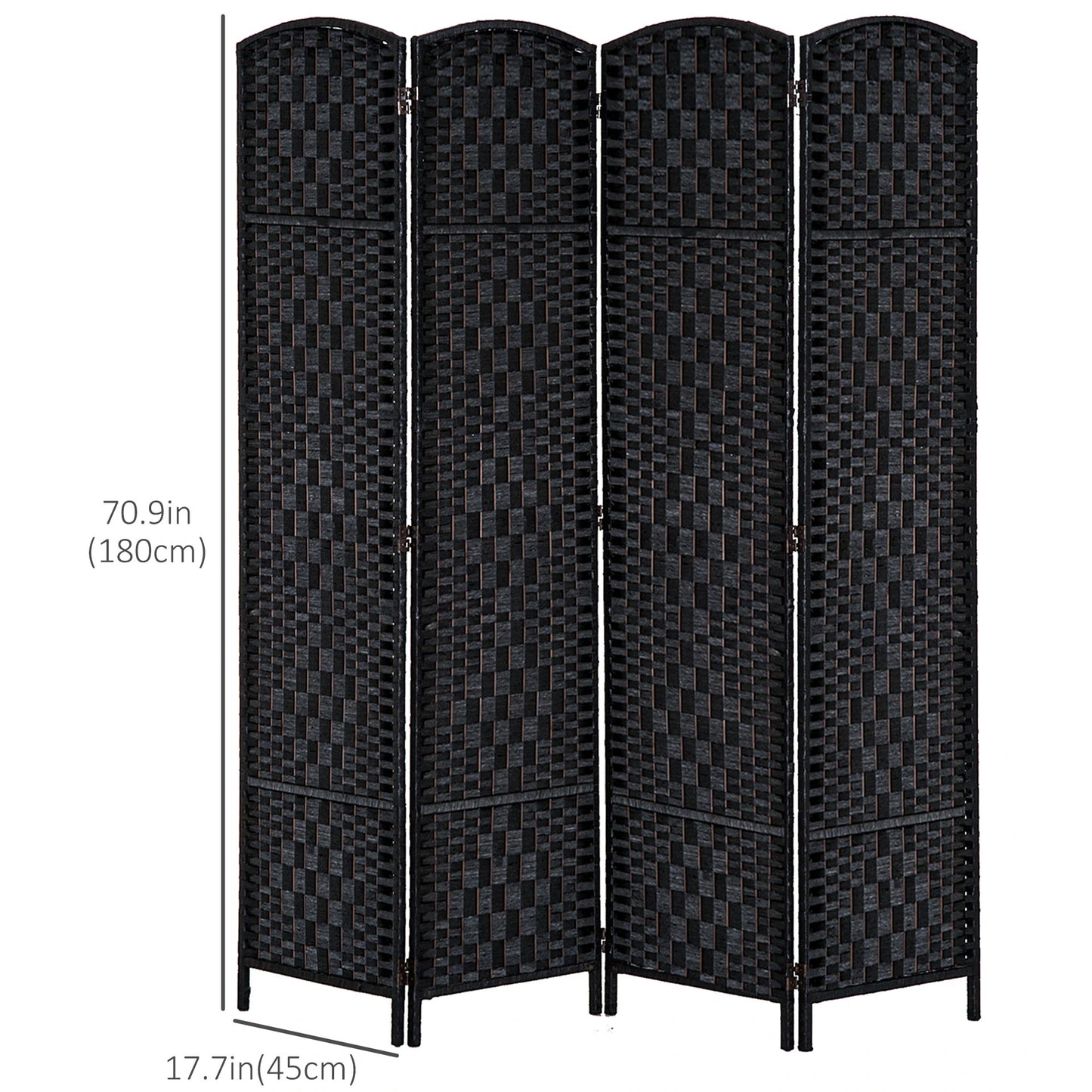 6ft Folding Room Divider, 4 Panel Wooden Frame, Black Room Dividers at Gallery Canada