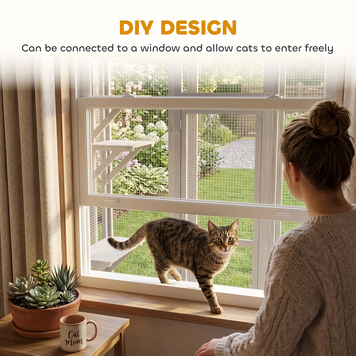 44.1" H Cat Cage, Indoor Outdoor Wooden Pet House, Small Animal Hutch, Grey Outdoor Cat Enclosures at Gallery Canada