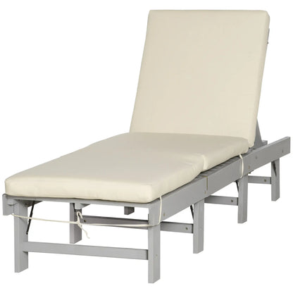 Wooden Folding Chaise Lounge, Outdoor Chair, Adjustable Back, Light Grey Chaise Loungers at Gallery Canada