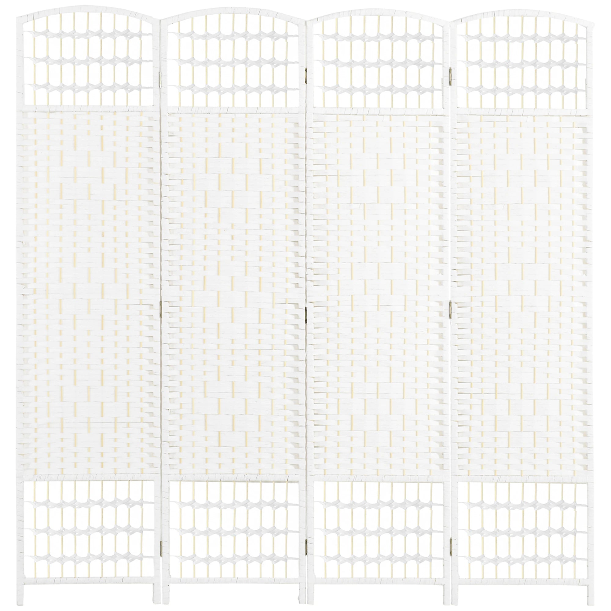 4 Panel Folding Room Divider, Portable Privacy Screen, White Room Dividers White at Gallery Canada
