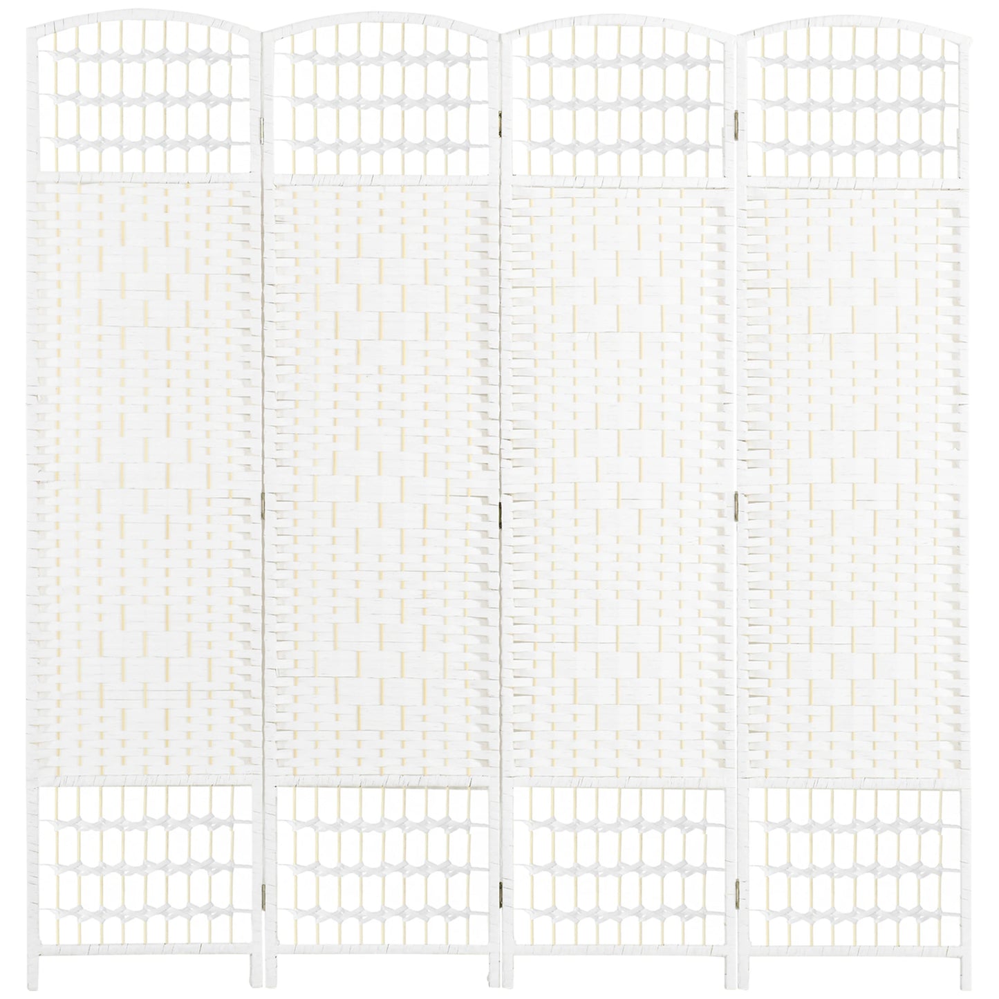 4 Panel Folding Room Divider, Portable Privacy Screen, White Room Dividers White at Gallery Canada