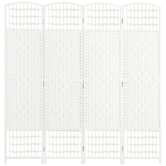 4 Panel Folding Room Divider, Portable Privacy Screen, White Room Dividers White at Gallery Canada