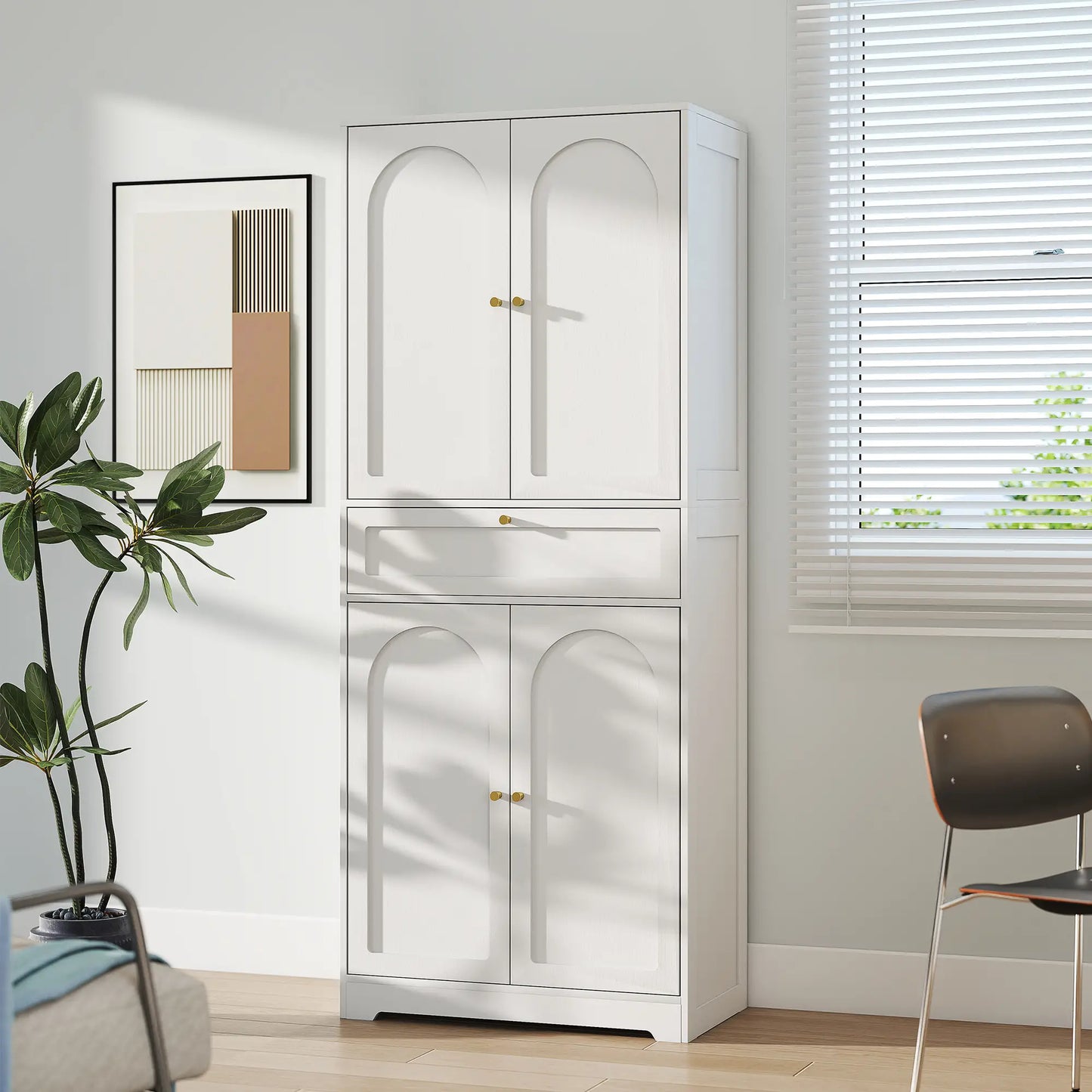 72.4" Tall Kitchen Pantry Cabinet, Shaker Doors, Adjustable Shelves, White Kitchen Pantry Cabinets at Gallery Canada