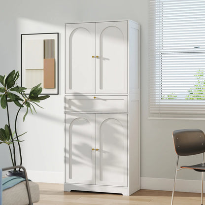 72.4" Tall Kitchen Pantry Cabinet, Shaker Doors, Adjustable Shelves, White Kitchen Pantry Cabinets at Gallery Canada