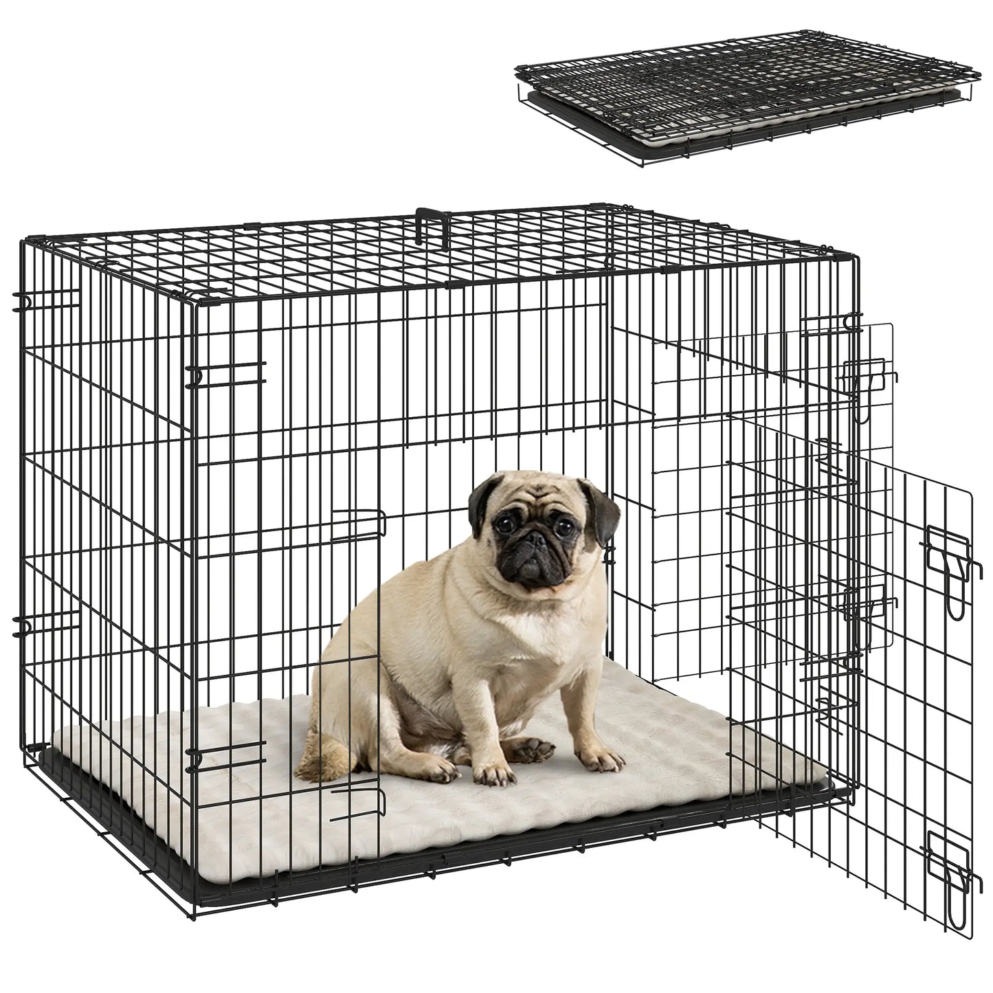 30" Folding Metal Dog Crate, 2 Doors, Removable Tray, Black Houses, Kennels & Pens at Gallery Canada