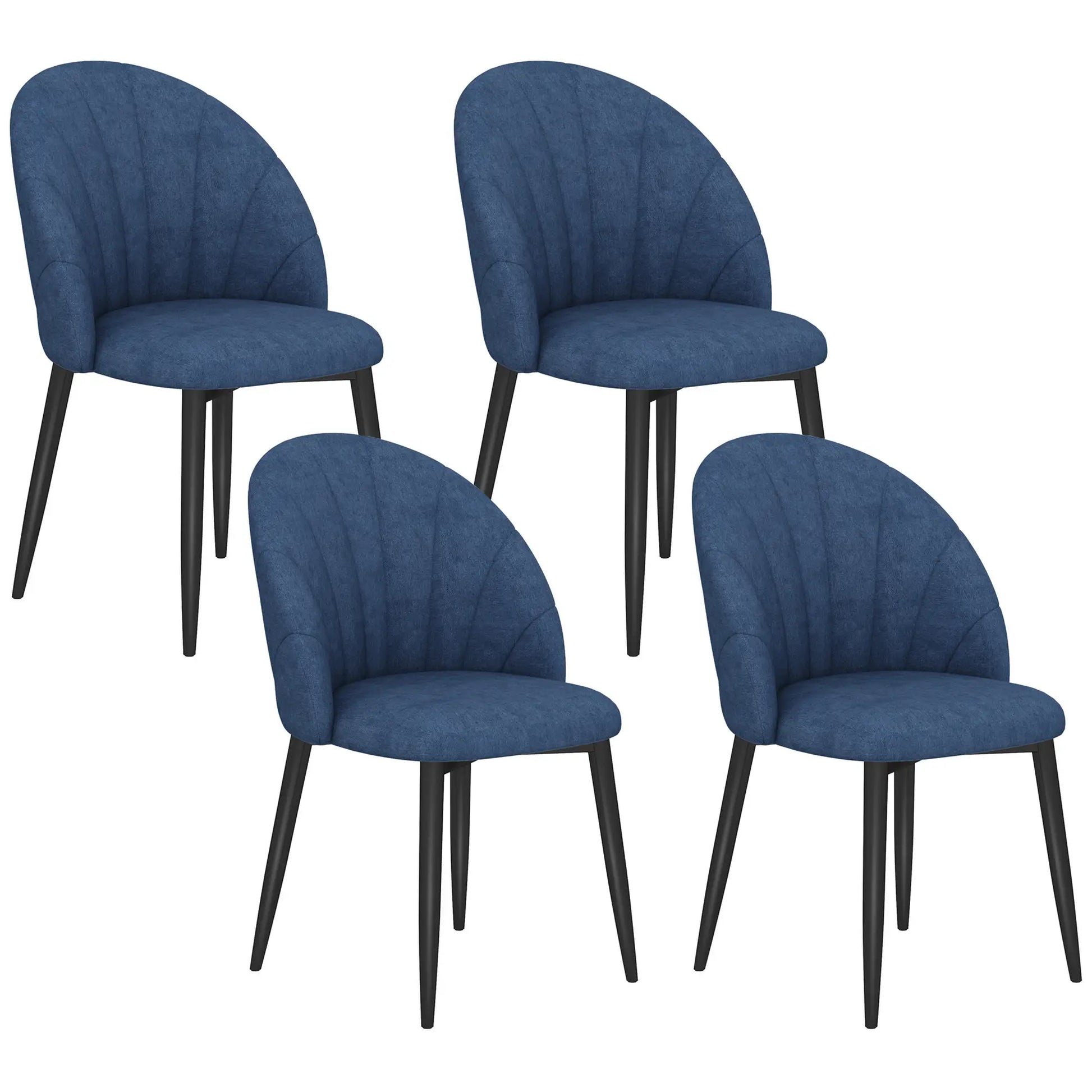 Modern Dining Chairs Set of 4, Upholstered, Metal Legs, Blue Dining Chairs at Gallery Canada