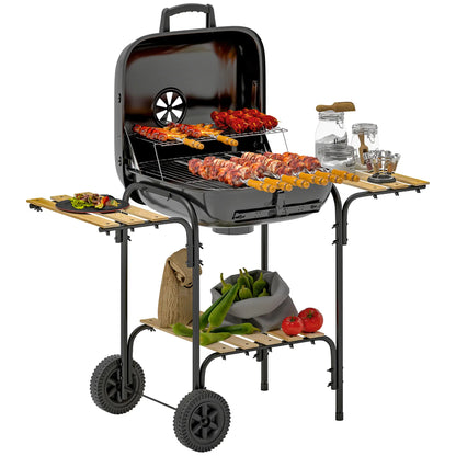 Charcoal BBQ Grill, 1840 cm² Cooking Area, 3 Shelves, Adjustable Vent, Black Charcoal BBQ Grils at Gallery Canada