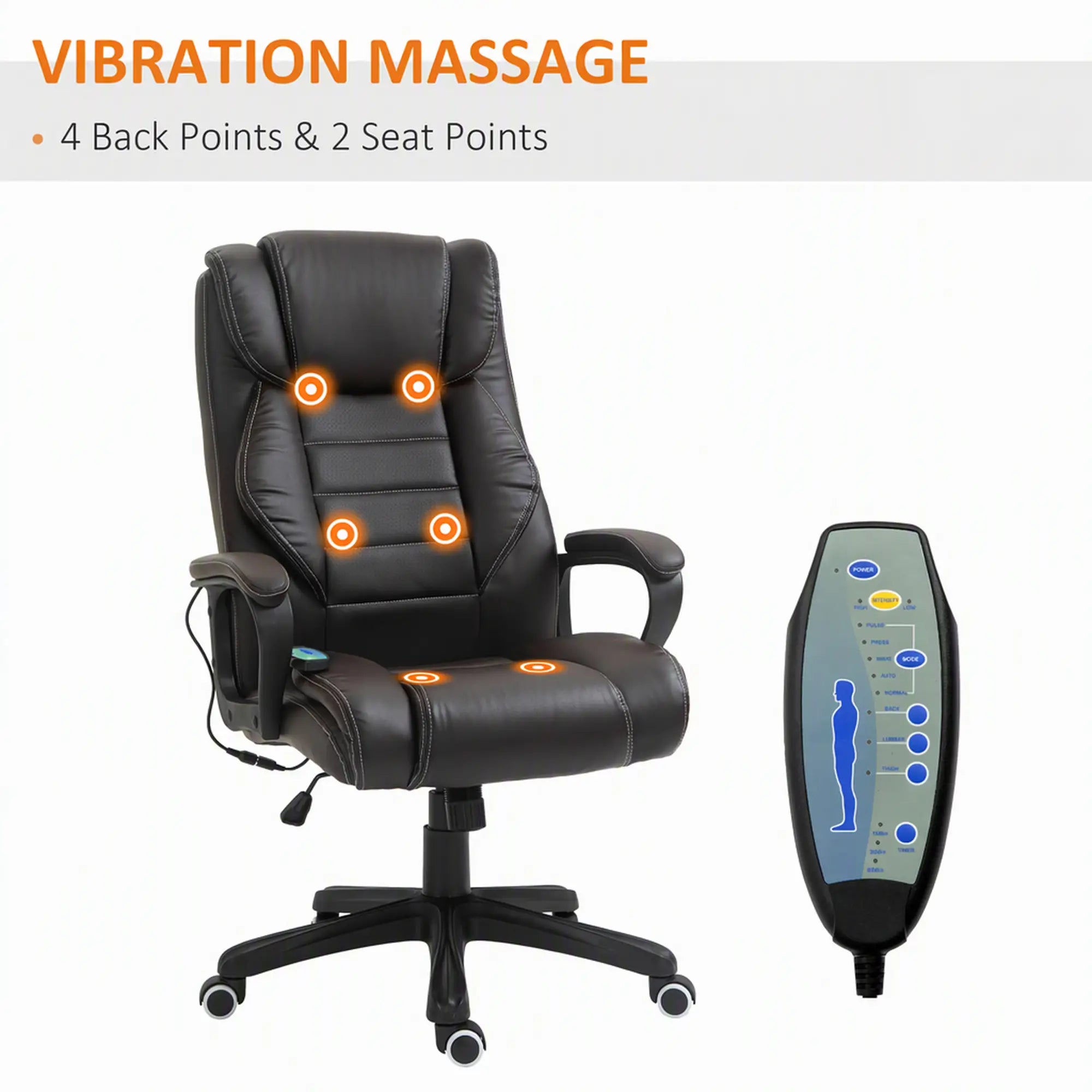 Massage Office Chair, High Back, 6-Point Vibration, Adjustable Height, Brown Massage Chairs at Gallery Canada