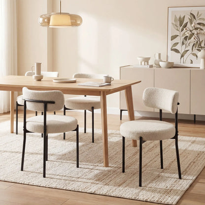 Modern Dining Chairs, Berber Fleece Upholstery, Steel Legs, 4 Pieces, Beige Dining Chairs at Gallery Canada
