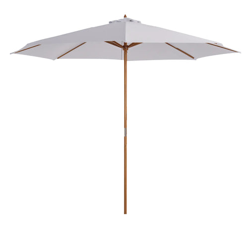 10' x 8' Bamboo Round Patio Umbrella, White