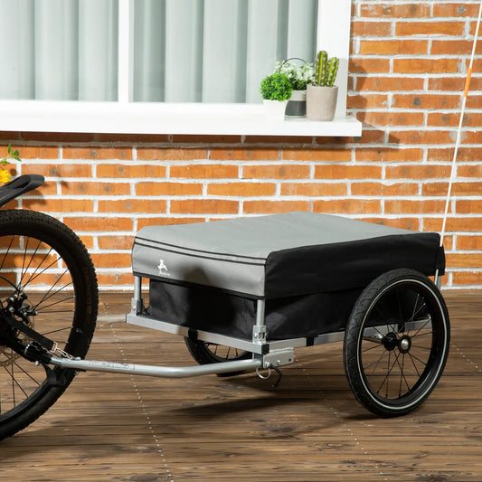 Foldable Bike Cargo Trailer, 16" Wheels, Removable Cover, Black and Grey Bike Cargo Trailers Black and Grey at Gallery Canada