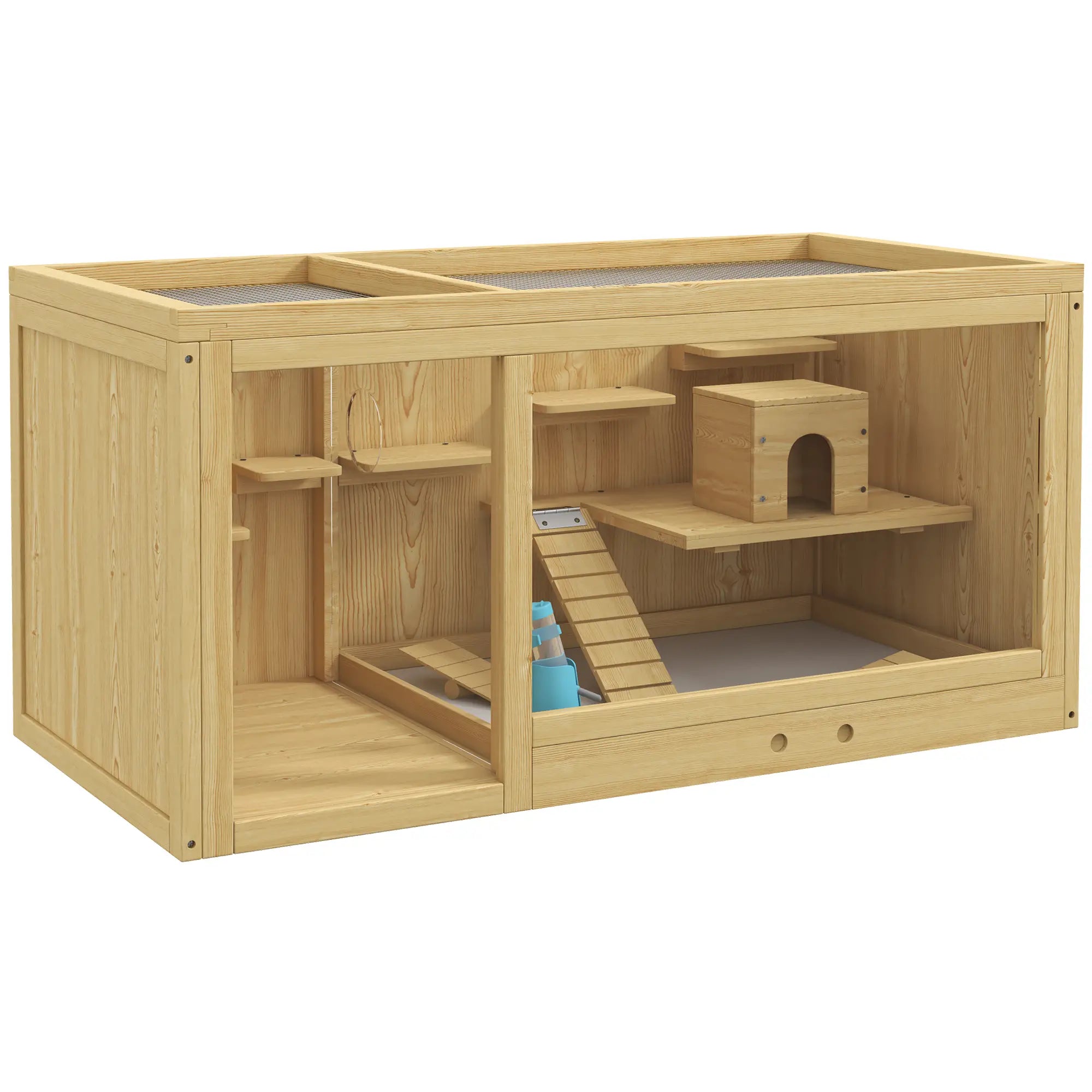 Large Wooden Hamster Cage, Multi-Layer Habitat with Pull-Out Tray Hamster Cages Natural at Gallery Canada