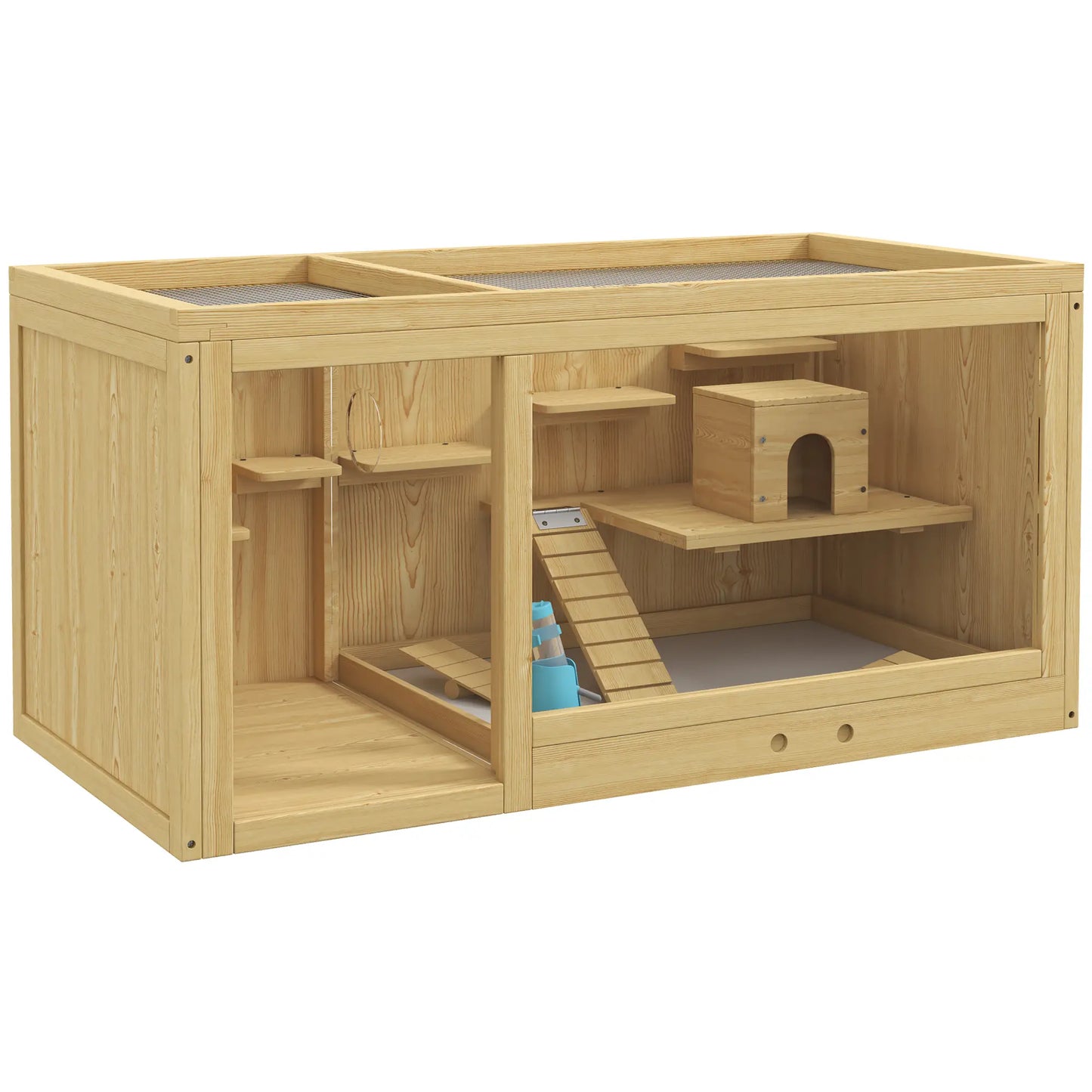 Large Wooden Hamster Cage, Multi-Layer Habitat with Pull-Out Tray Hamster Cages Natural at Gallery Canada
