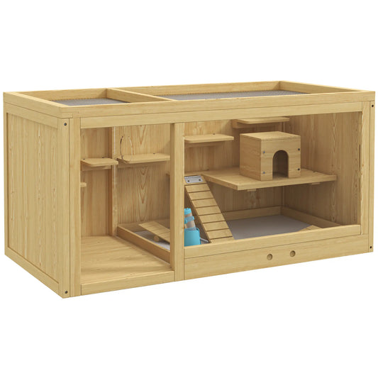 Large Wooden Hamster Cage, Multi-Layer Habitat with Pull-Out Tray Hamster Cages Natural at Gallery Canada