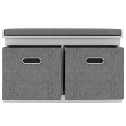 Shoe Storage Bench with Seat, 2 Fabric Drawers, White Shoe Storage Cabinets & Racks at Gallery Canada