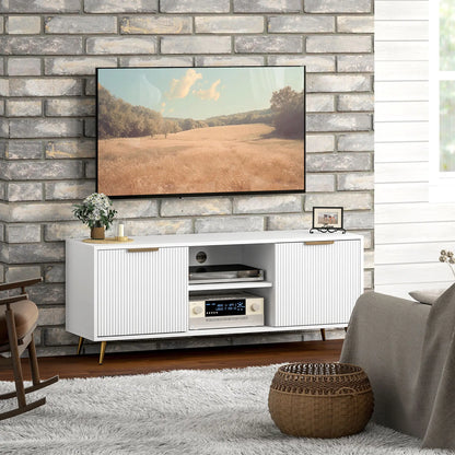 TV Stand for 55 Inch TV, Modern Cabinet with 2 Shelves, 2 Cabinets, White TV Stands at Gallery Canada