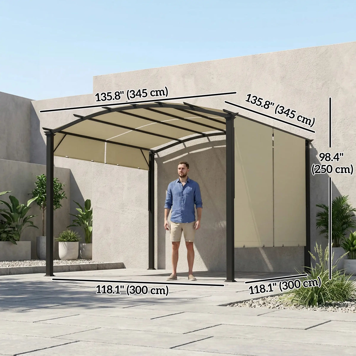 11' x 11' Retractable Pergola Canopy, Patio Backyard, Beige Pergolas at Gallery Canada