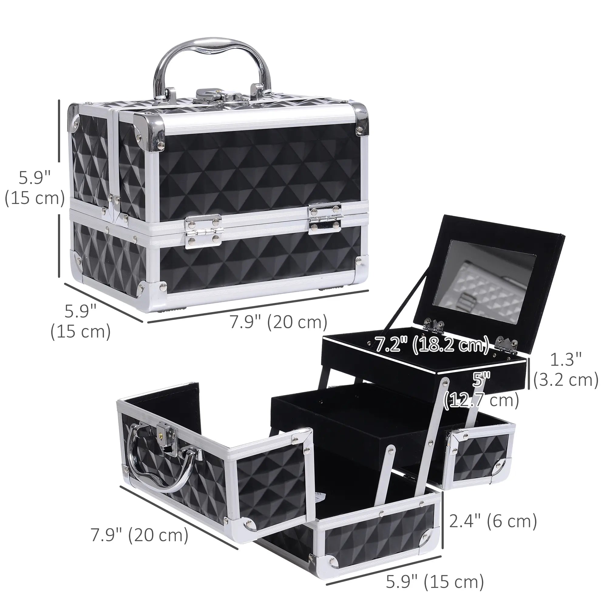 3 Tier Diamond Texture Makeup Train Case, Black Makeup Cases at Gallery Canada