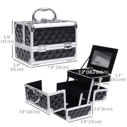 3 Tier Diamond Texture Makeup Train Case, Black Makeup Cases at Gallery Canada