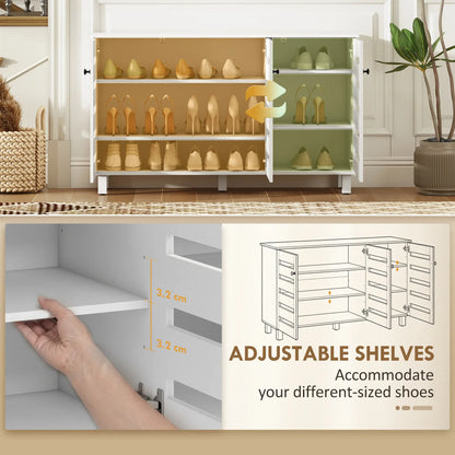 3-Door Shoe Cabinet, 3-Tier Adjustable Shelves For 15 Pairs, White