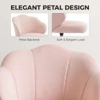 Chaise de bureau en velours pétale, roulettes pivotantes, large assise, rose