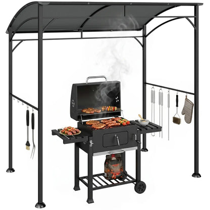 7' x 5' Charcoal Grey Garden Grill Canopy, BBQ Gazebo Tent With Steel Frame, Charcoal Grey BBQ Grill Gazebos at Gallery Canada