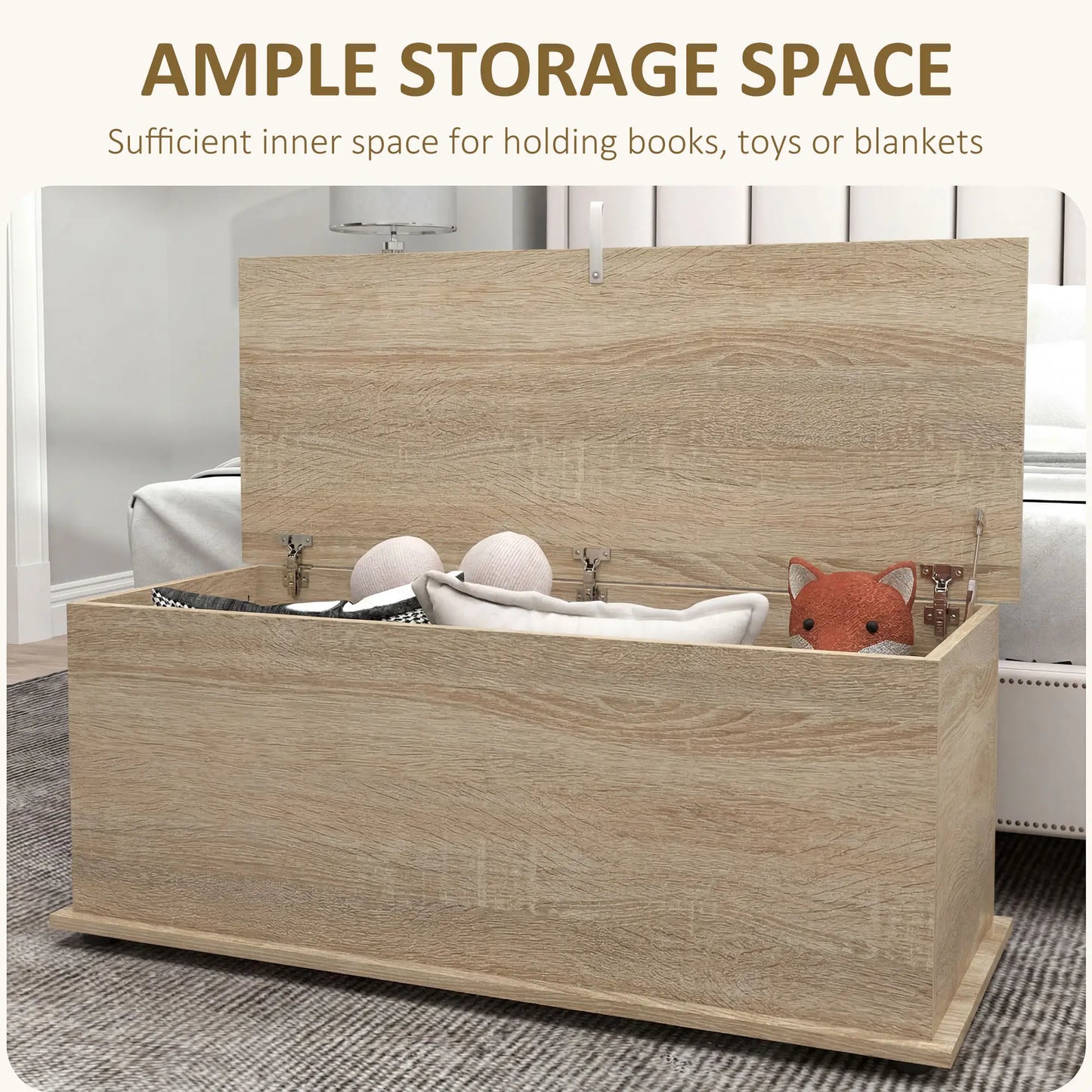 39.5" Storage Chest, Flip-Top Lid, Entryway Bench, Oak Storage Ottomans & Benches at Gallery Canada