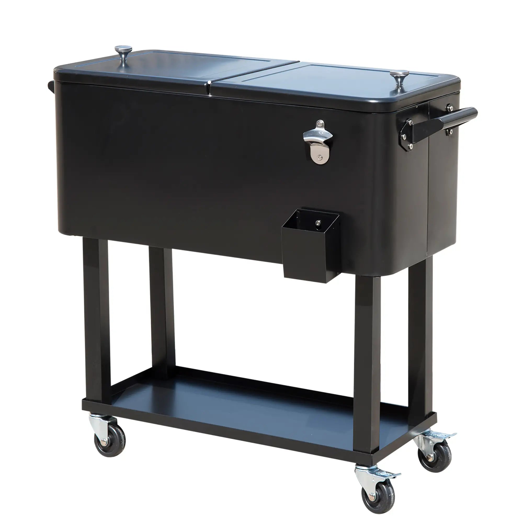 80 Quart Rolling Cooler Cart, Portable Ice Beverage Bin, Outdoor Party, Black Cooler Boxes at Gallery Canada