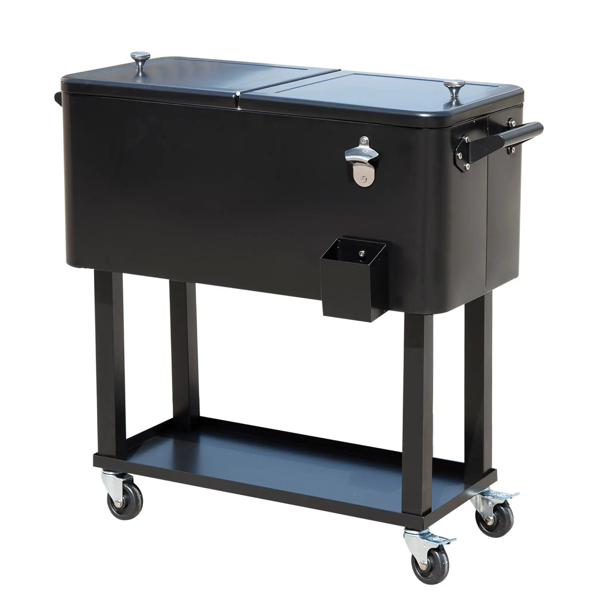 80 Quart Rolling Cooler Cart, Portable Ice Beverage Bin, Outdoor Party, Black Cooler Boxes at Gallery Canada