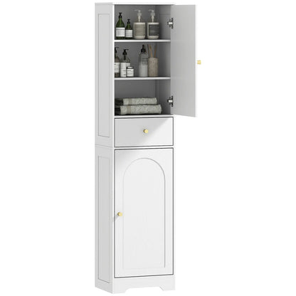 67" Tall Bathroom Cabinet, 2 Doors, Drawer, Adjustable Shelf, Wood Grain, White Bathroom Cabinets at Gallery Canada