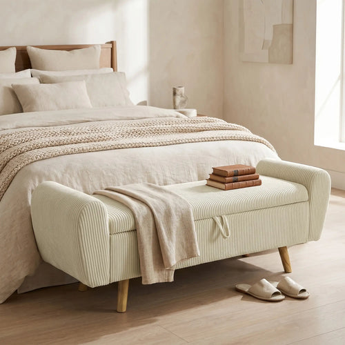 Corduroy Storage Ottoman Bench, 59
