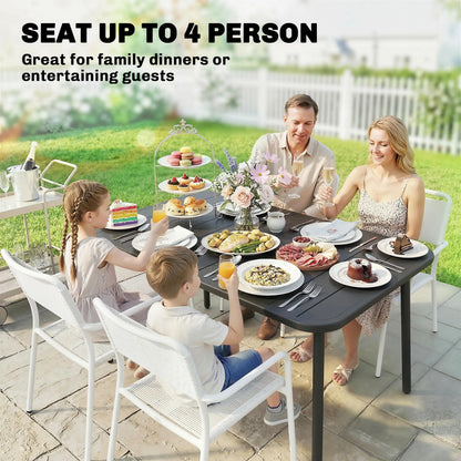 47" x 28" Outdoor Dining Table for 4, Rectangular Patio Table with Slatted Top and Rounded Edges, Grey Patio Dining Tables at Gallery Canada