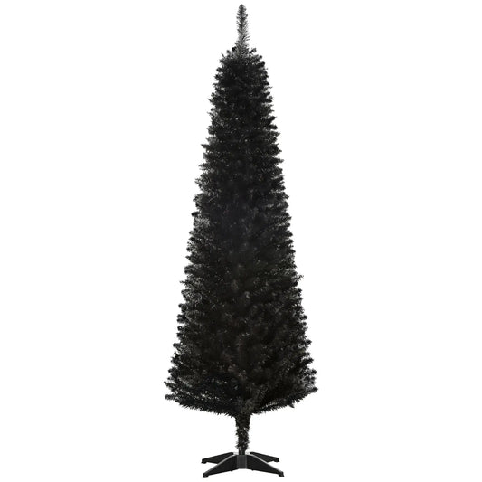 6 Pencil Slim Artificial Christmas Tree, Realistic Branches, Sturdy Metal Stand, Black Pencil Christmas Trees Black at Gallery Canada
