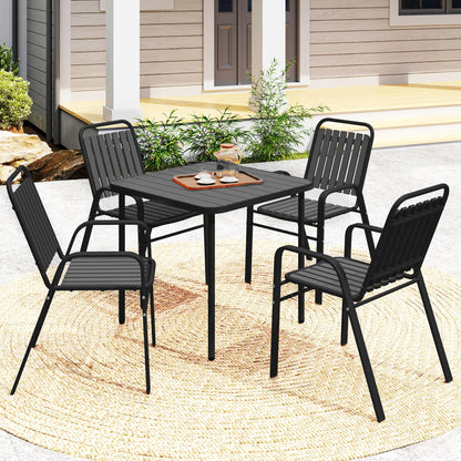 Stackable Outdoor Dining Chairs, Set of 4, Patio, Balcony, Black Patio Chairs at Gallery Canada