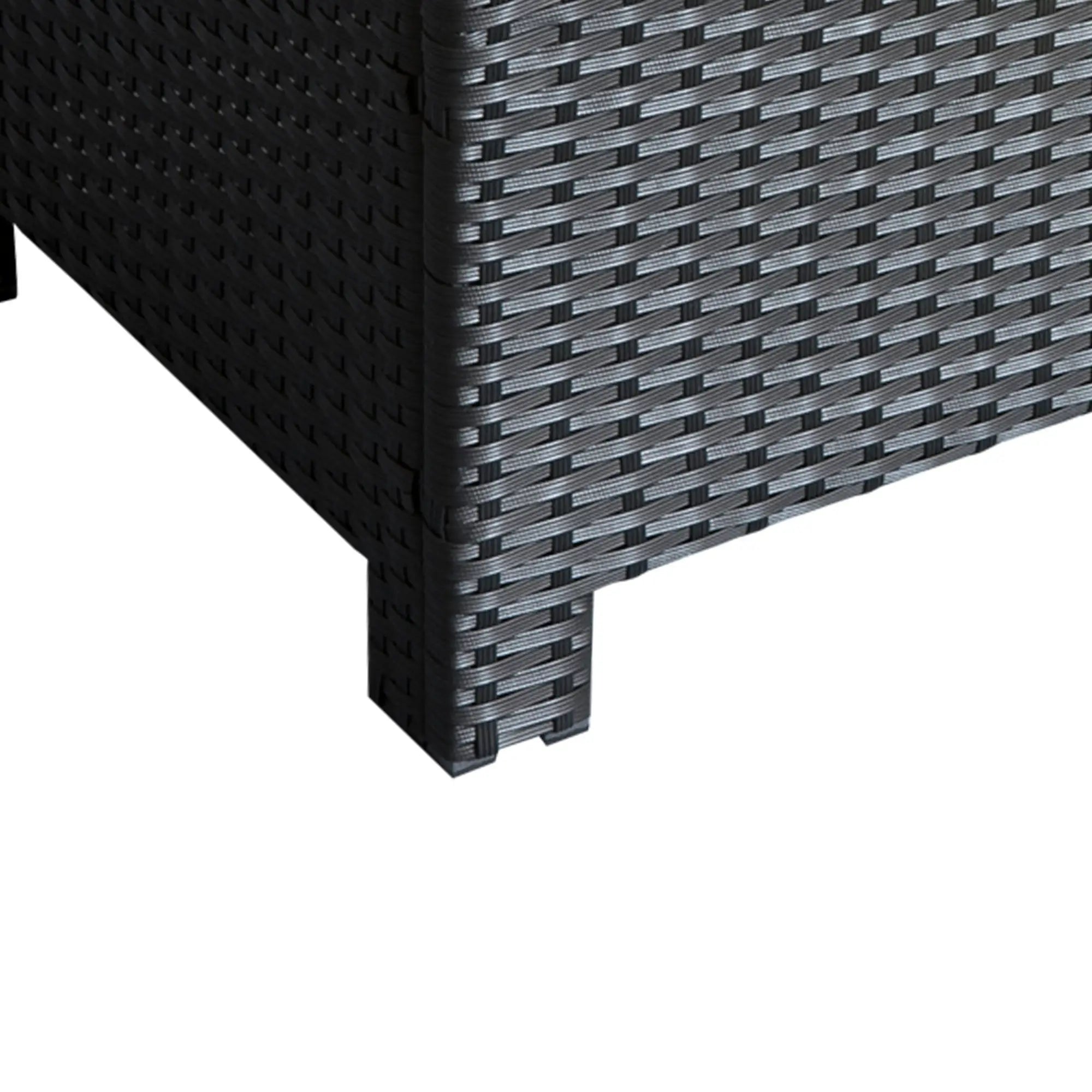 Rattan Coffee Table, Hand-Woven Wicker Furniture, Tempered Glass Top, Black Patio Side Tables at Gallery Canada