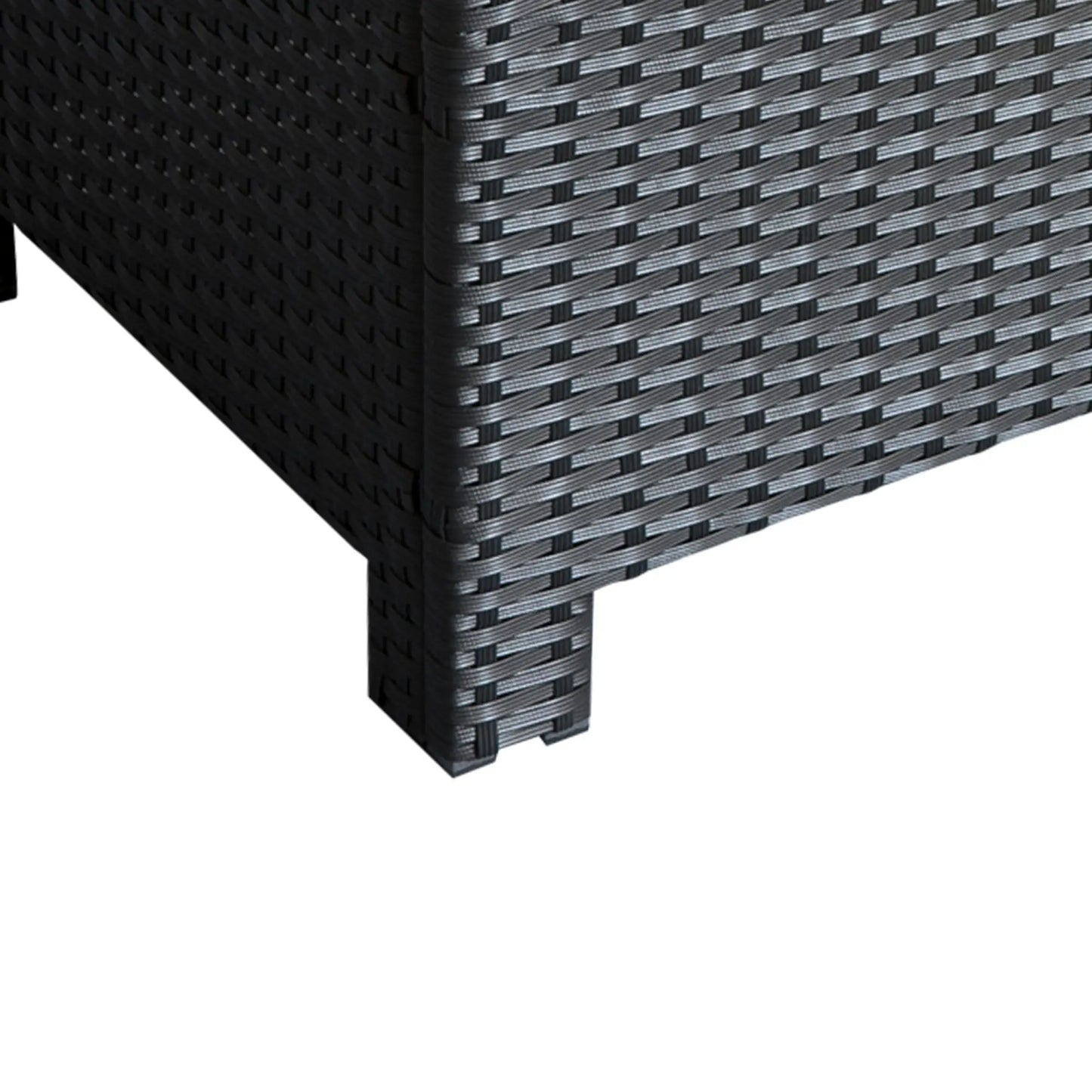 Rattan Coffee Table, Hand-Woven Wicker Furniture, Tempered Glass Top, Black Patio Side Tables at Gallery Canada