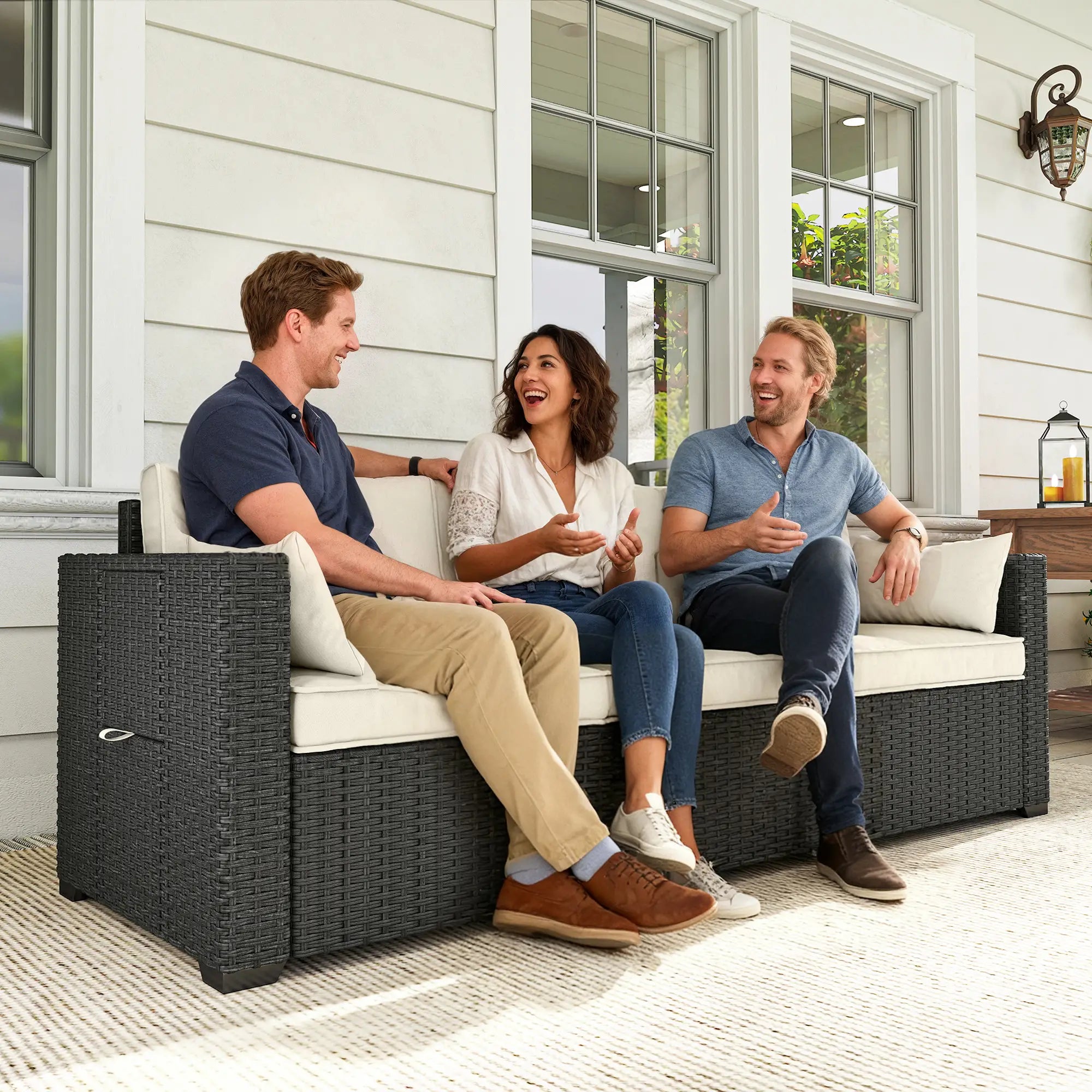 3 Seater Wicker Patio Sofa, 6