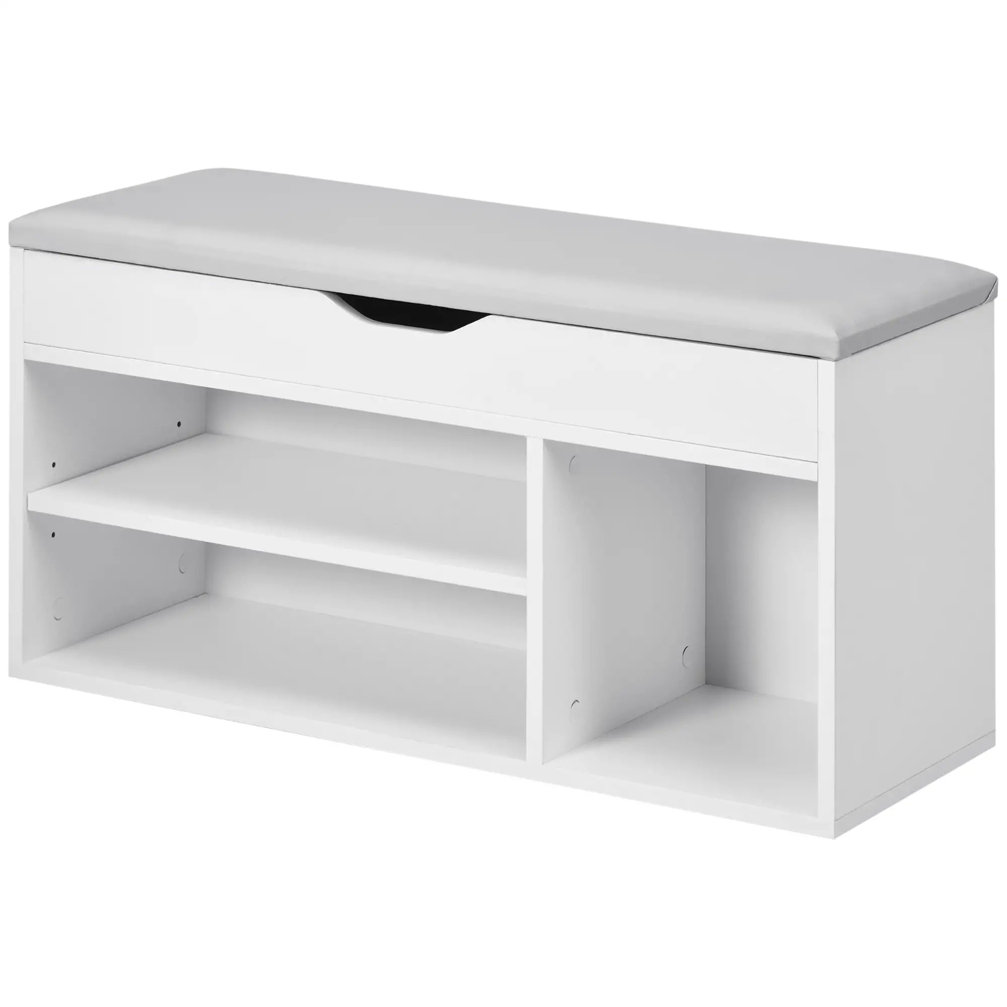 Shoe Bench with Padded Cushion, Hidden Storage, White Storage Ottomans & Benches at Gallery Canada