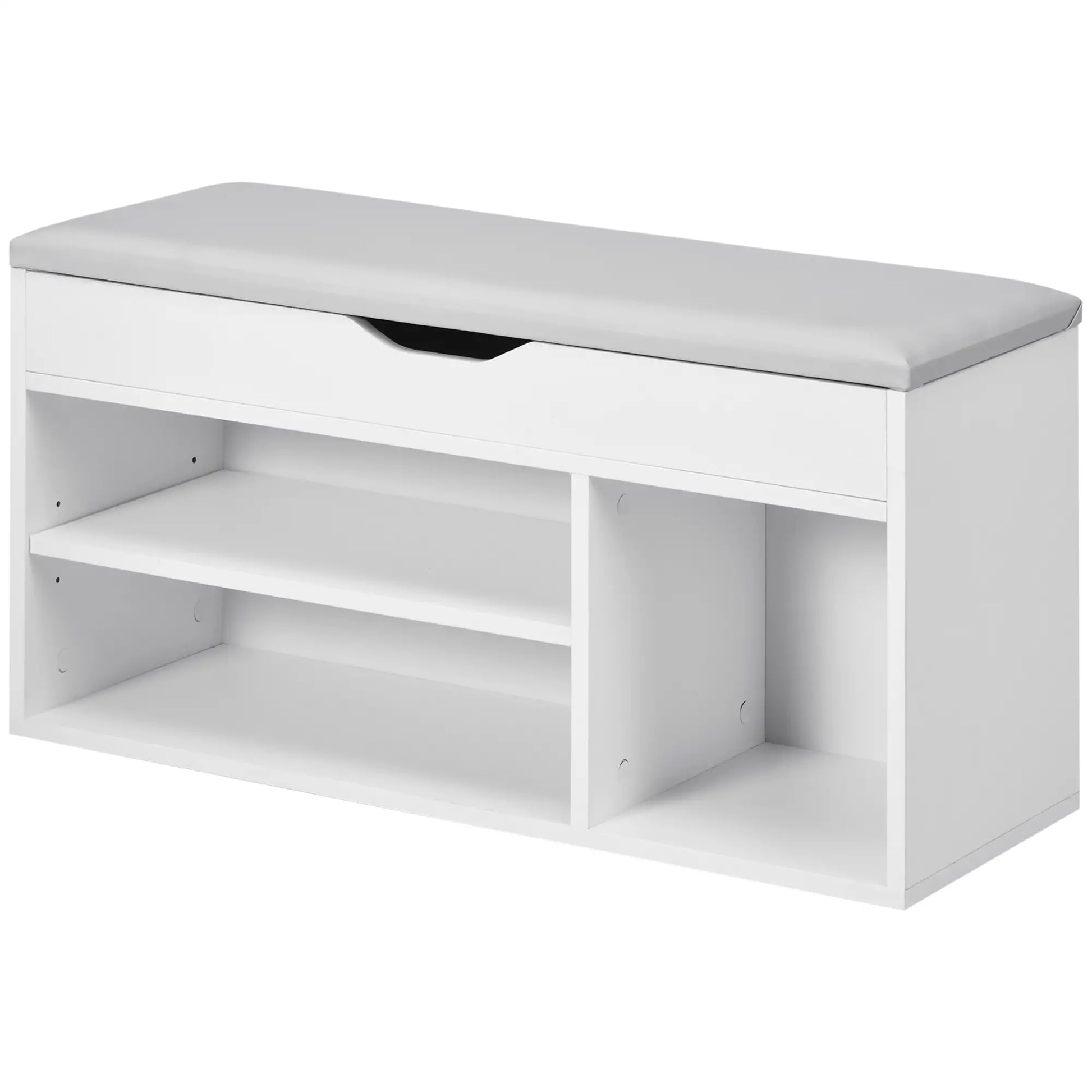 Shoe Bench with Padded Cushion, Hidden Storage, White Storage Ottomans & Benches at Gallery Canada