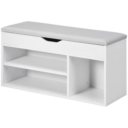 Shoe Bench with Padded Cushion, Hidden Storage, White Storage Ottomans & Benches at Gallery Canada