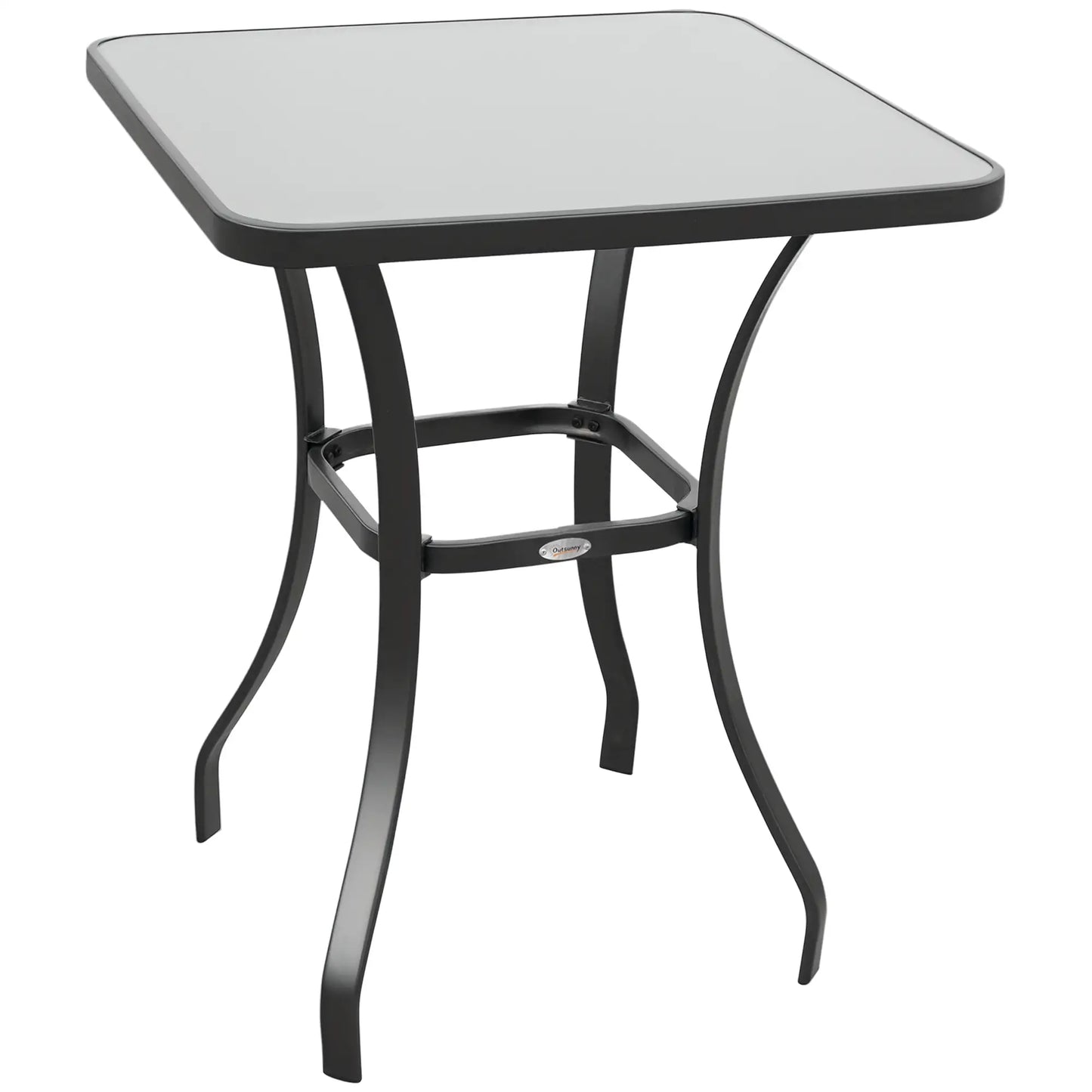 27" Square Patio Table, Tempered Glass Top, Steel Frame Patio Side Tables Black and Transparent at Gallery Canada
