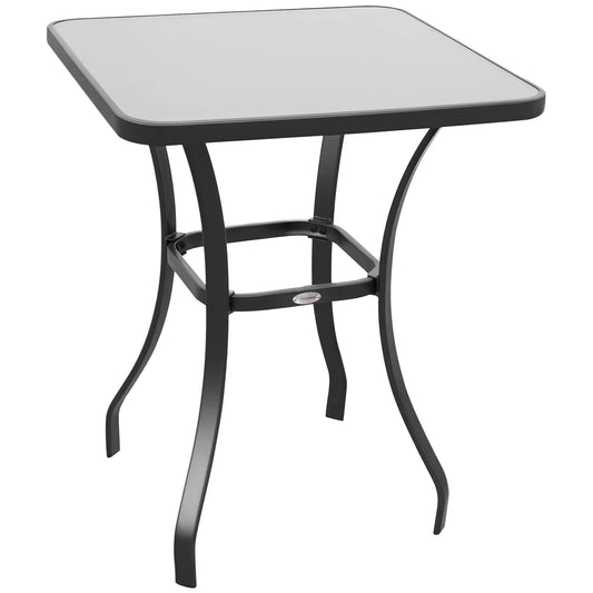 27" Square Patio Table, Tempered Glass Top, Steel Frame Patio Side Tables Black and Transparent at Gallery Canada