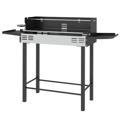 Charcoal Rotisserie Grill, 3-Level Grate, Storage Shelves, Stainless Steel Charcoal BBQ Grils Black, Silver at Gallery Canada