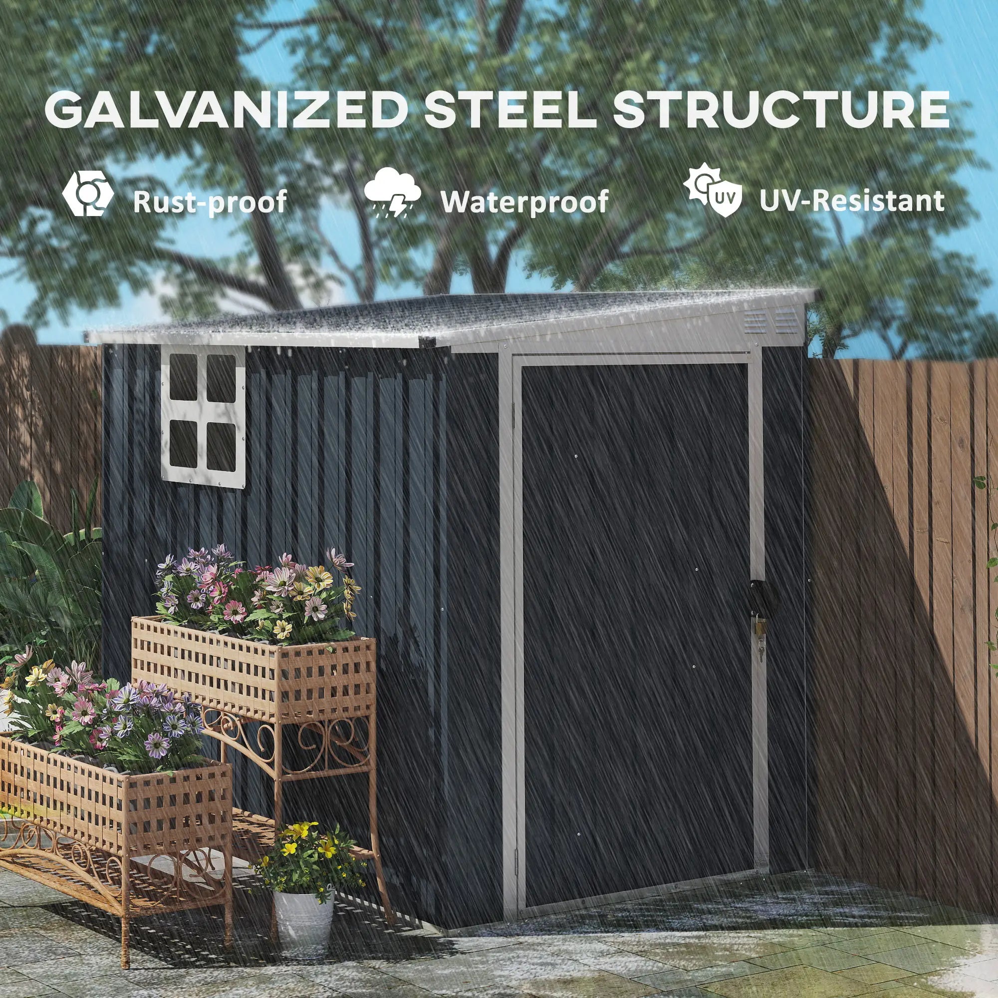 4' x 6' Outdoor Storage Shed, Metal Garden Shed with Window Sheds at Gallery Canada