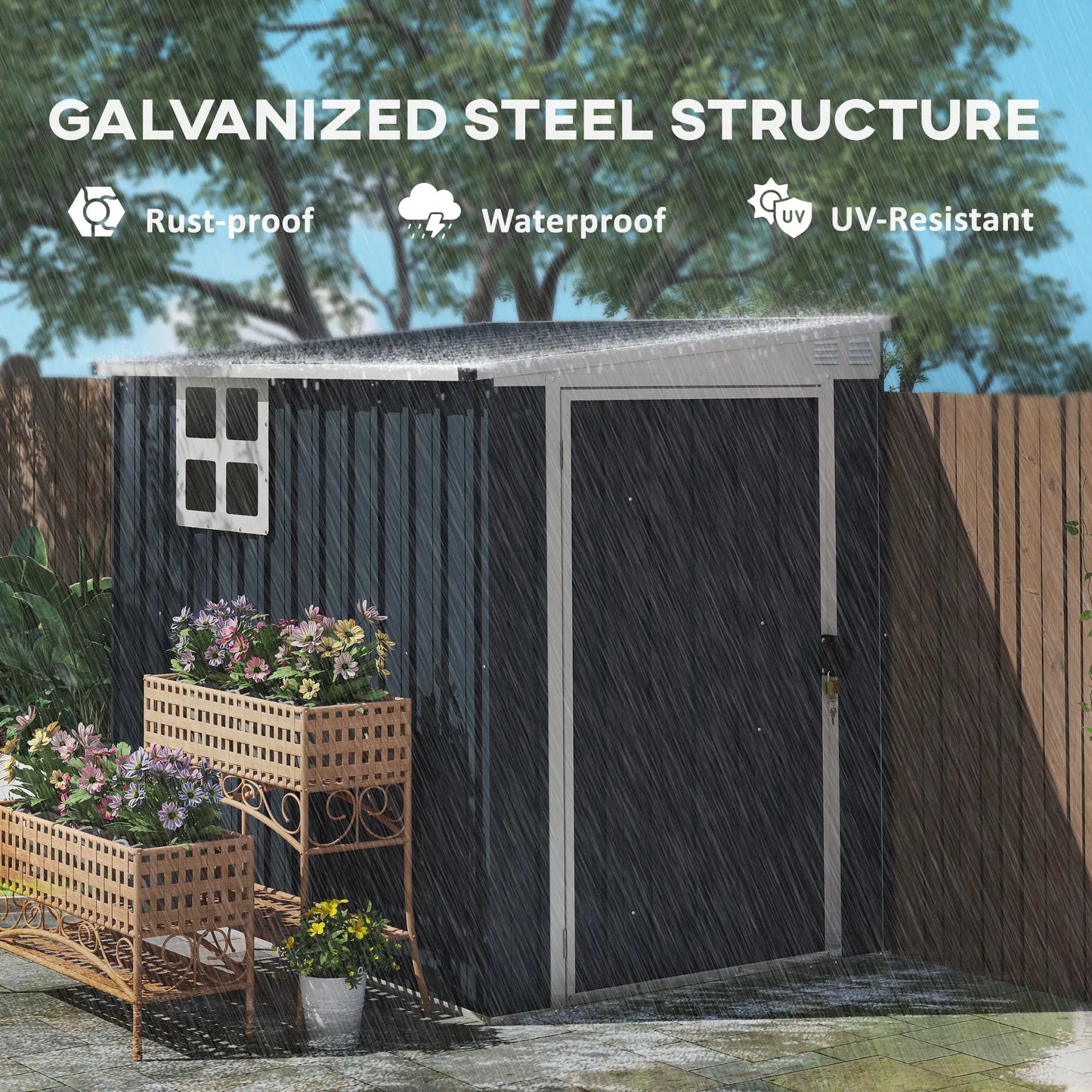 4' x 6' Outdoor Storage Shed, Metal Garden Shed with Window Sheds at Gallery Canada
