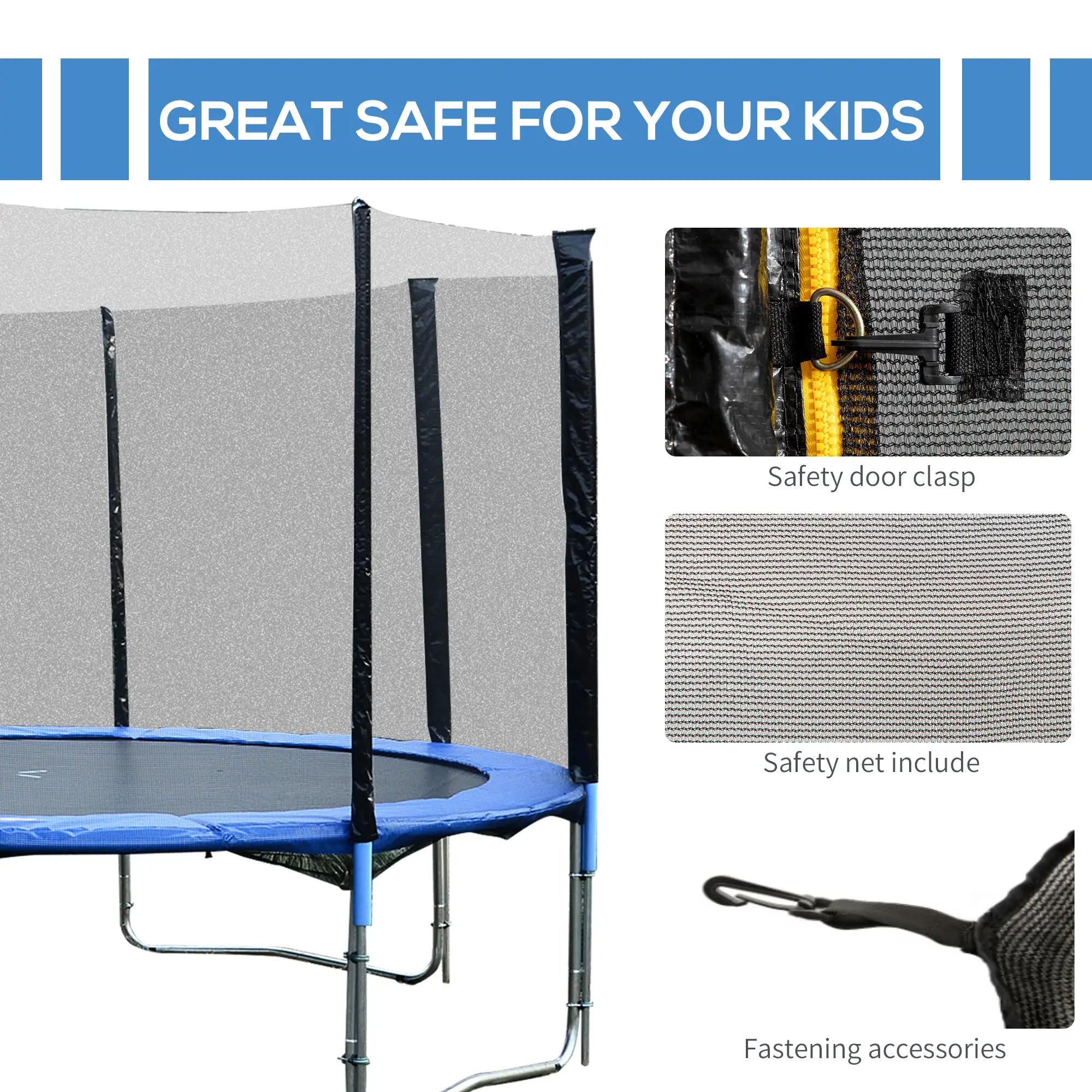 14 FT Trampoline Net Enclosure, 8 Poles, Black Trampolines at Gallery Canada