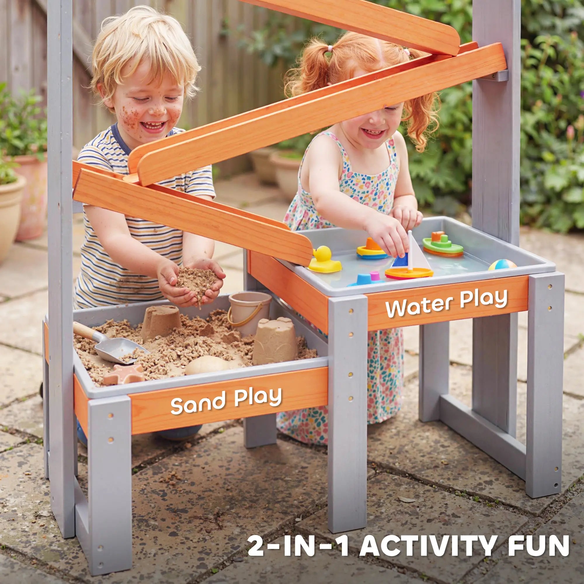 Wooden Sand And Water Table, Sensory Table With Waterway Track, Grey Sandboxes & Accessories at Gallery Canada